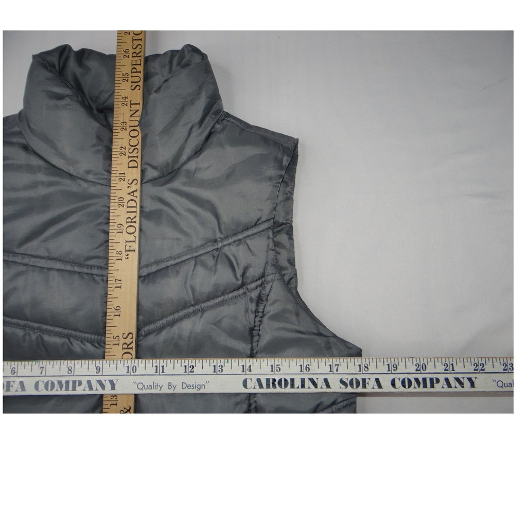 Merona Womens Gray Puffer Vest Quilted Stand Collar Full Zip Size S