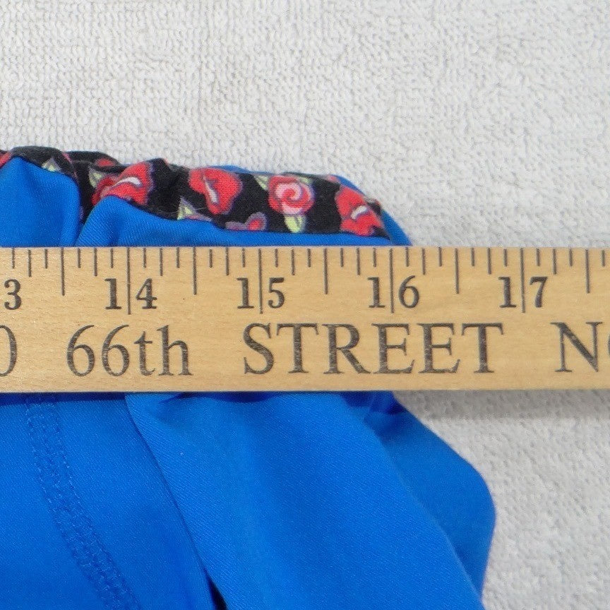 Betsey Johnson Women Royal Blue Scrub Pants Cargo Elastic Drawstring L