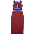Diane von Furstenberg DVF Colorblock Sheath Midi Dress Burgundy Purple Black 0