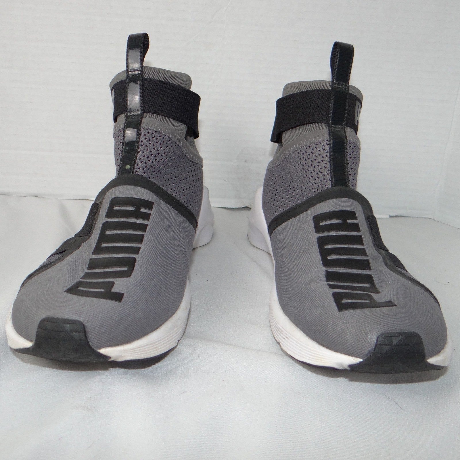 Puma Fierce Core Kids High Top Sneakers Grey Black Slip On Size 5.5Y