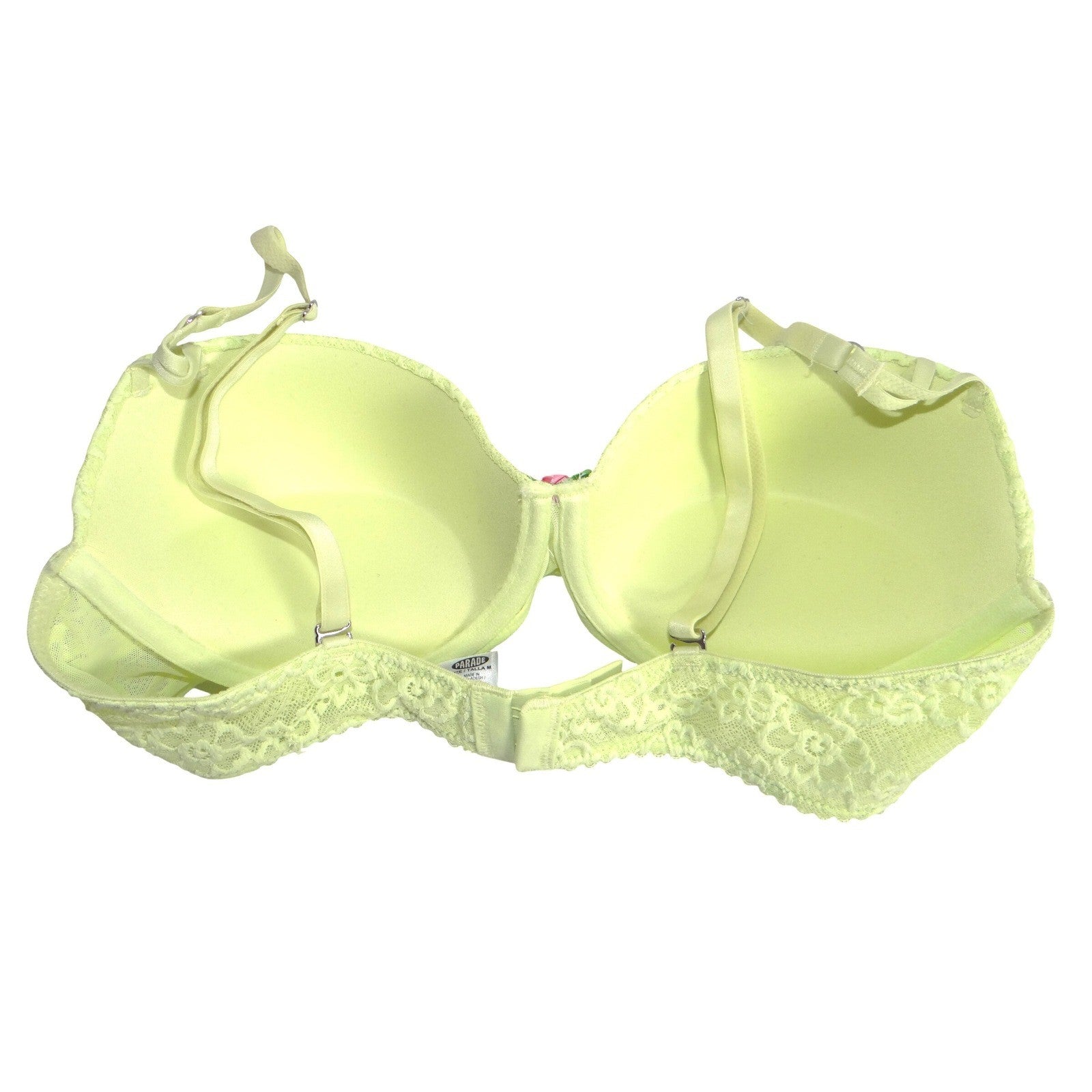 Parade Lime Green Floral Lace Balconette Bra Underwire Padded Rose PR257W Size M
