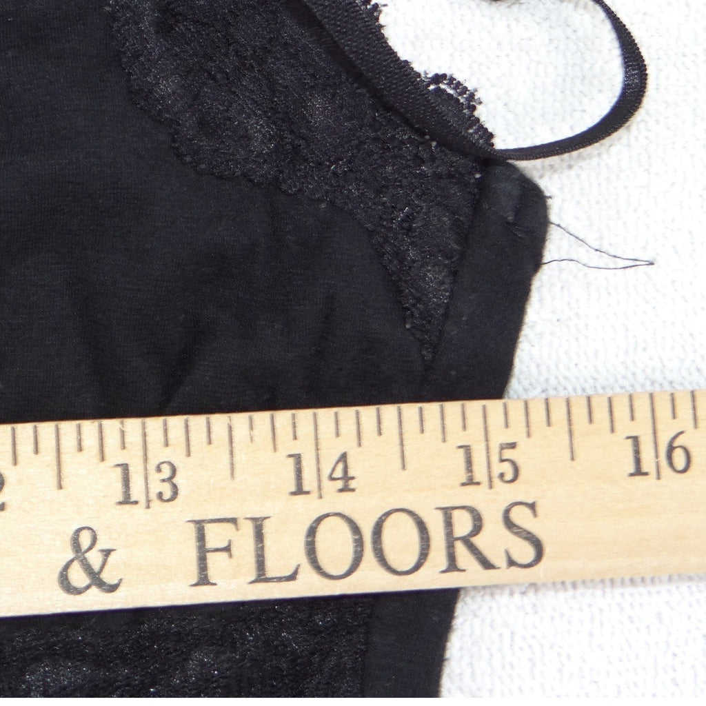 Self Esteem Womens Black Lace Trim Camisole V-Neck Adjustable Straps Tank Top L