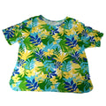 Ruby Rd Womens 3X Tropical Floral Print Short Sleeve Top Shirt Blue Yellow Green