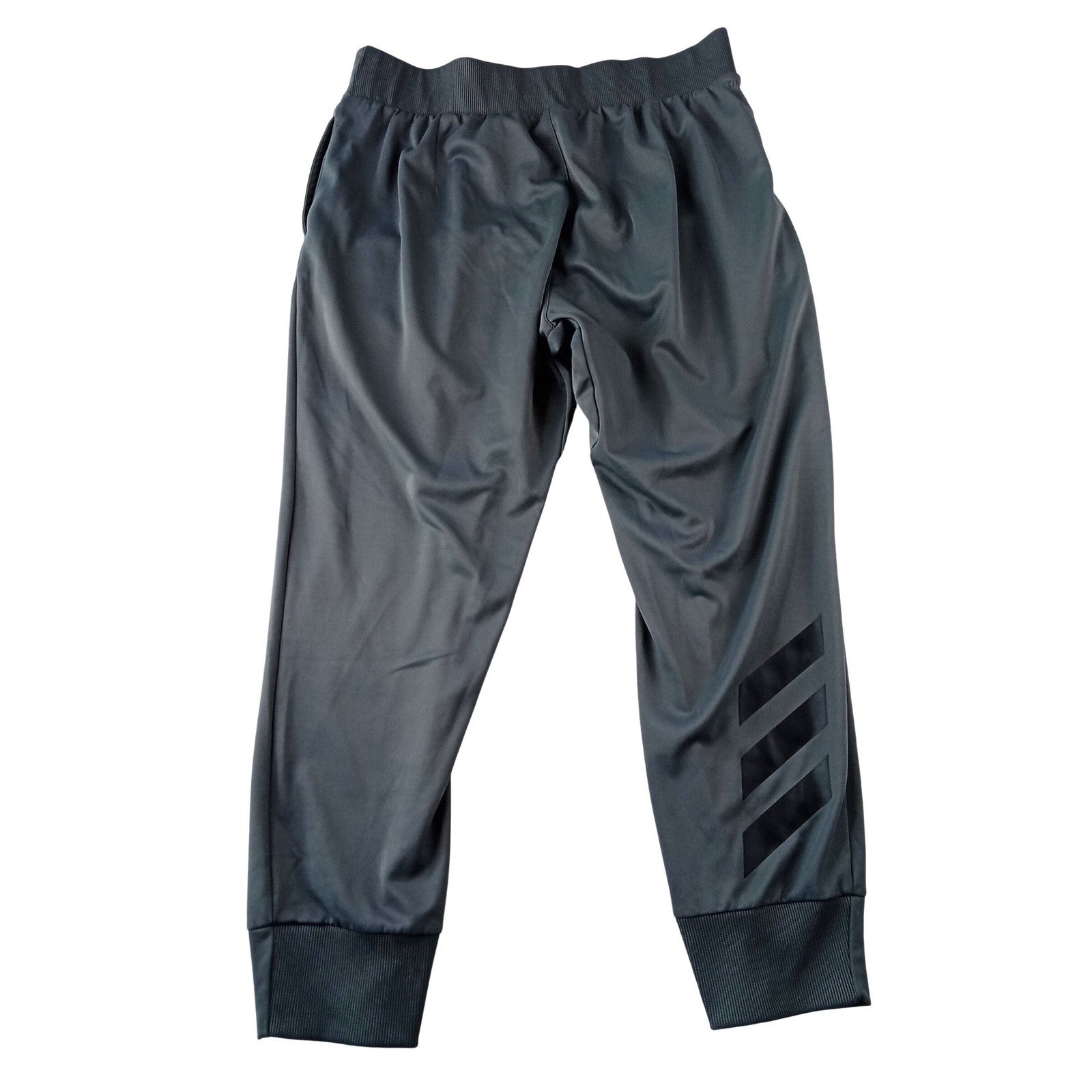 Adidas Mens Athletic Jogger Pants Gray Elastic Waist 3 Stripe Logo