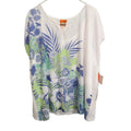 Hearts of Palm Woman Blue Genie 2019 Top Tunic 3X Floral Tropical V-Neck