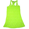 Del Mar Neon Lime Green Crochet Geometric Triangle Swim Cover Up Dress Small