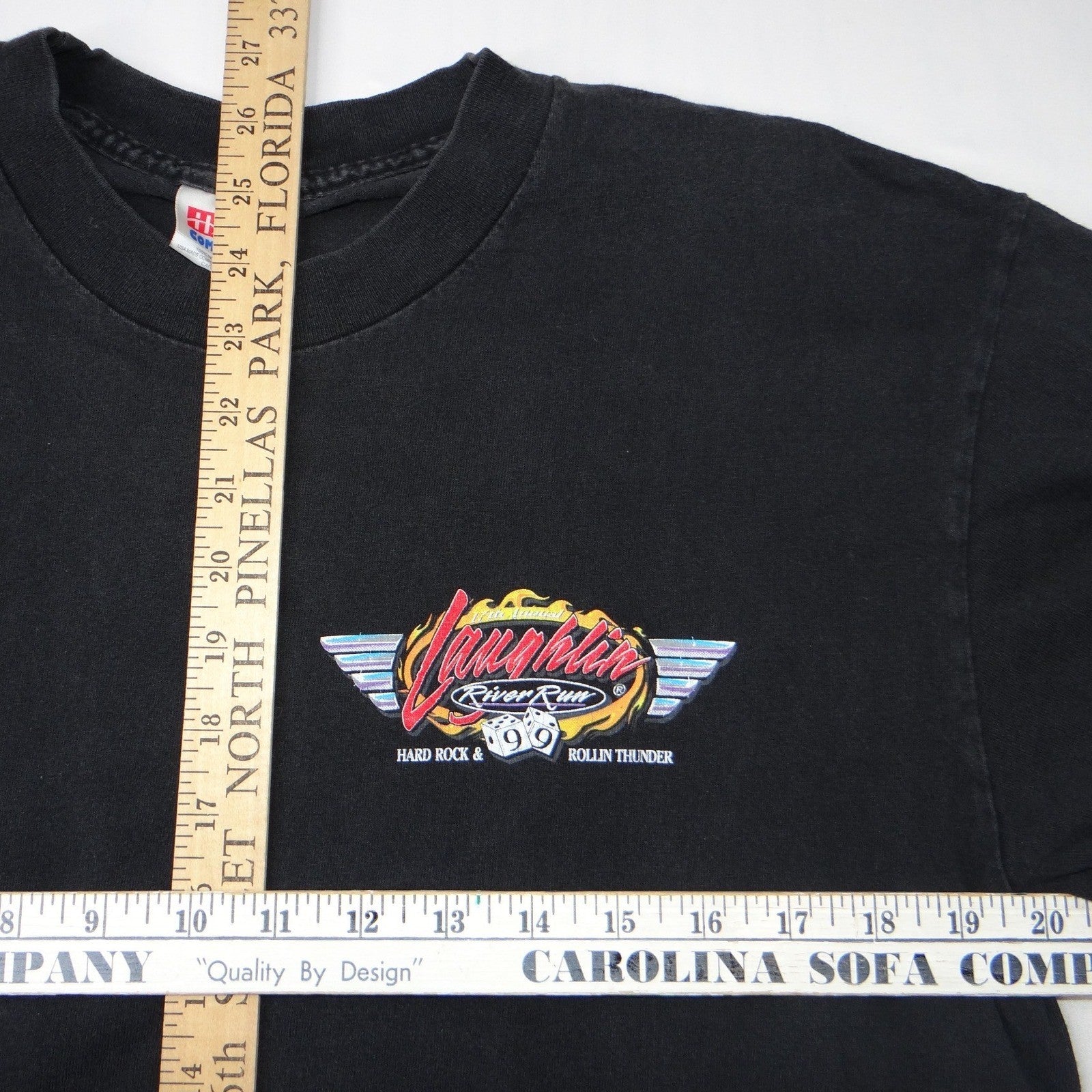 Vintage 1999 Laughlin River Run Biker T-Shirt Mens Large Black Hanes 90s Rally
