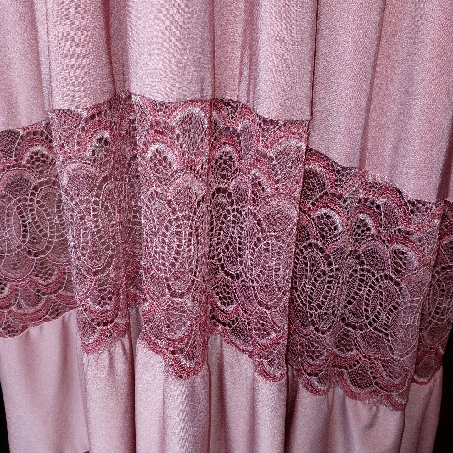 Vintage Pink Maxi Dress Butterfly Sleeves Smocked Waist Lace Trim Boho Flowy