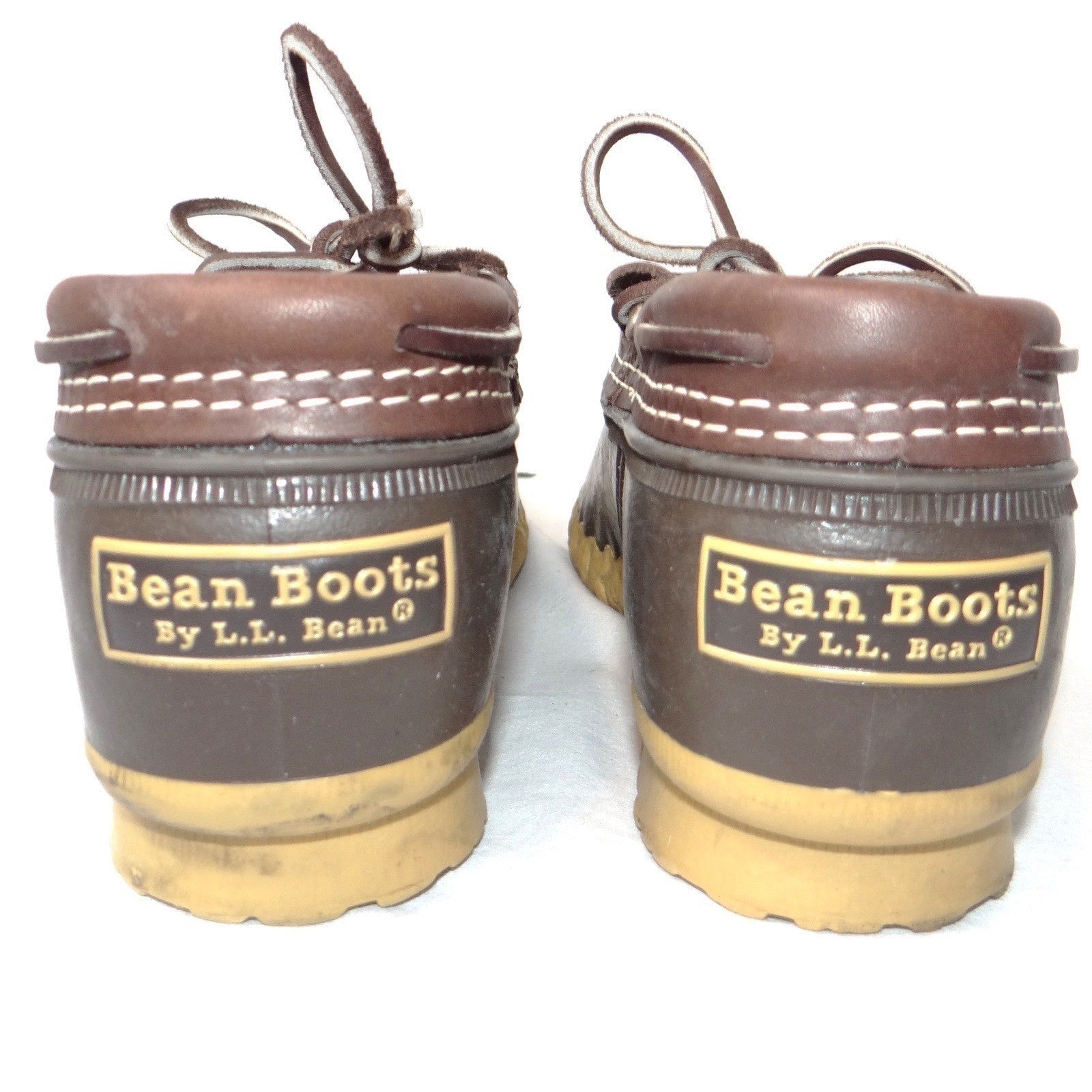LL Bean Boots Mens 7 M Brown Leather Rubber Gumshoe Moccasin Duck Boots Made USA