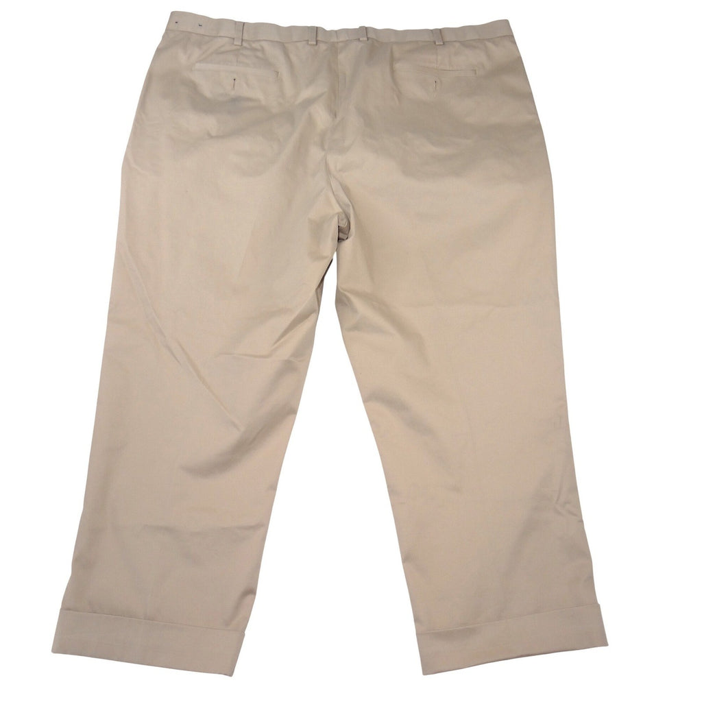 Brooks Brothers Khaki Chino Pants Mens 44x26 Stretch Waistband Cuffed Trousers