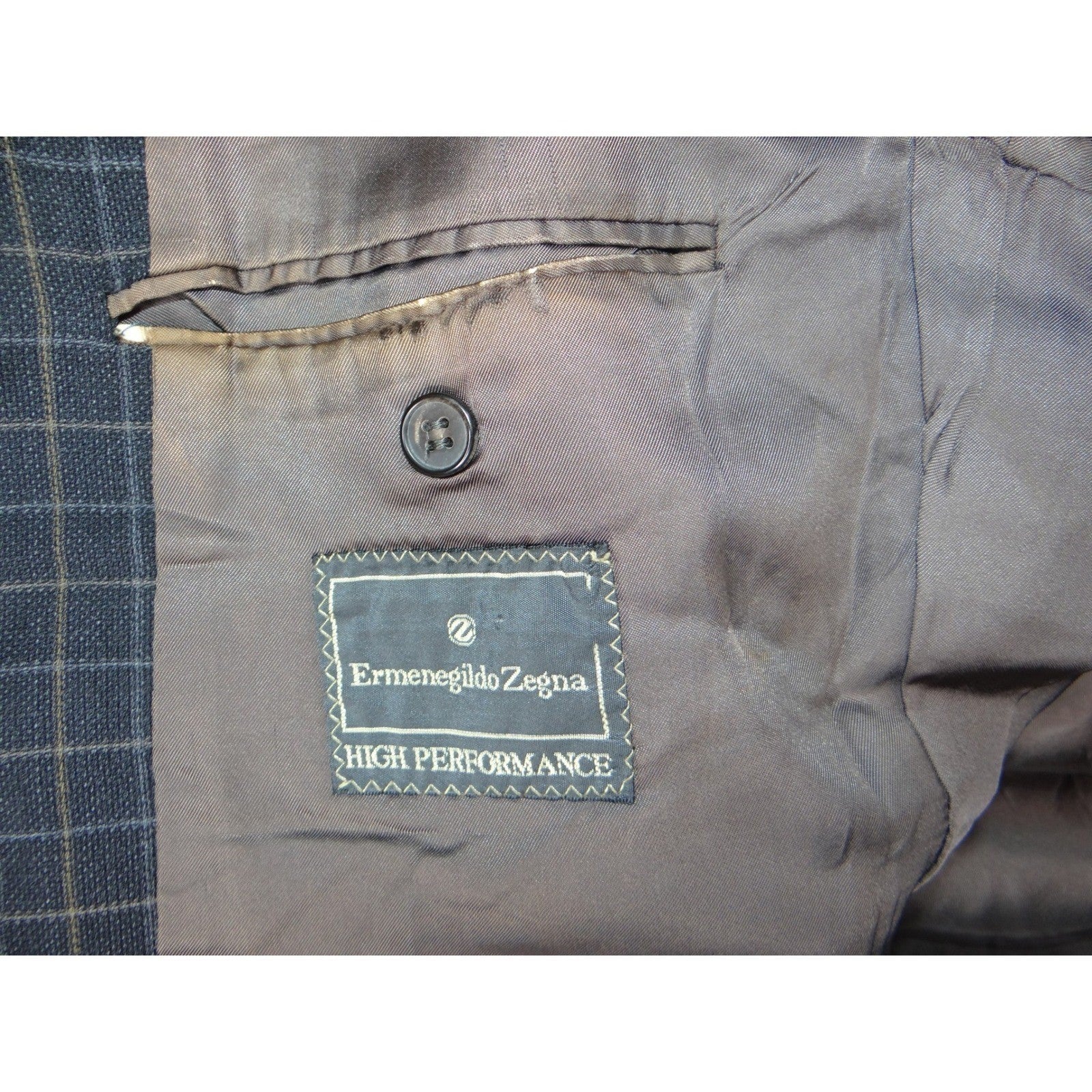 VTG Ermenegildo Zegna High Performance Blazer Men Dark Grey Plaid Wool Blend XL