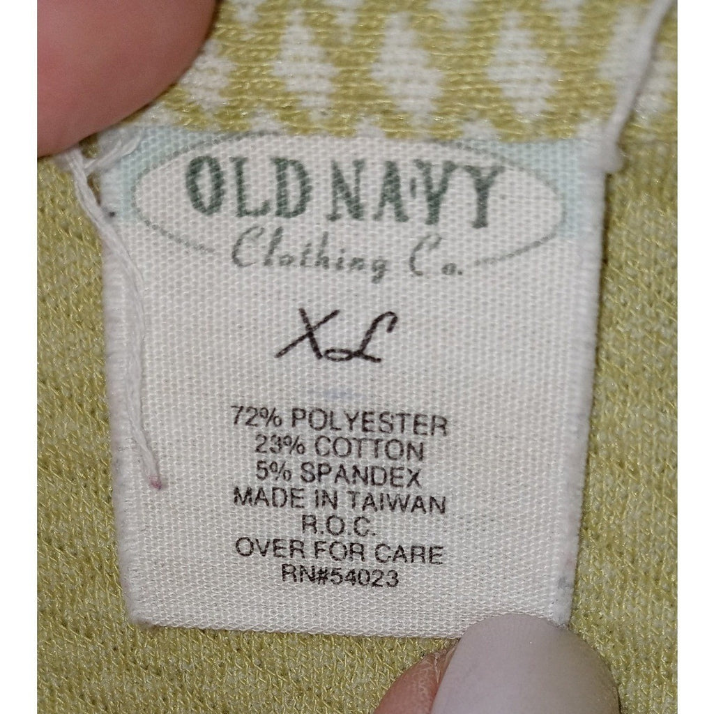 1995-97 Vintage Old Navy Womens XL Textured Diamond Weave Short Sleeve Button Up