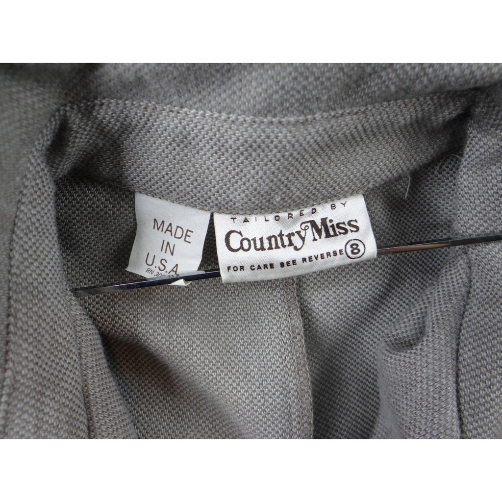 Vintage Country Miss Grey Plaid Button Front Belted Dress Women's Size 8 Wool