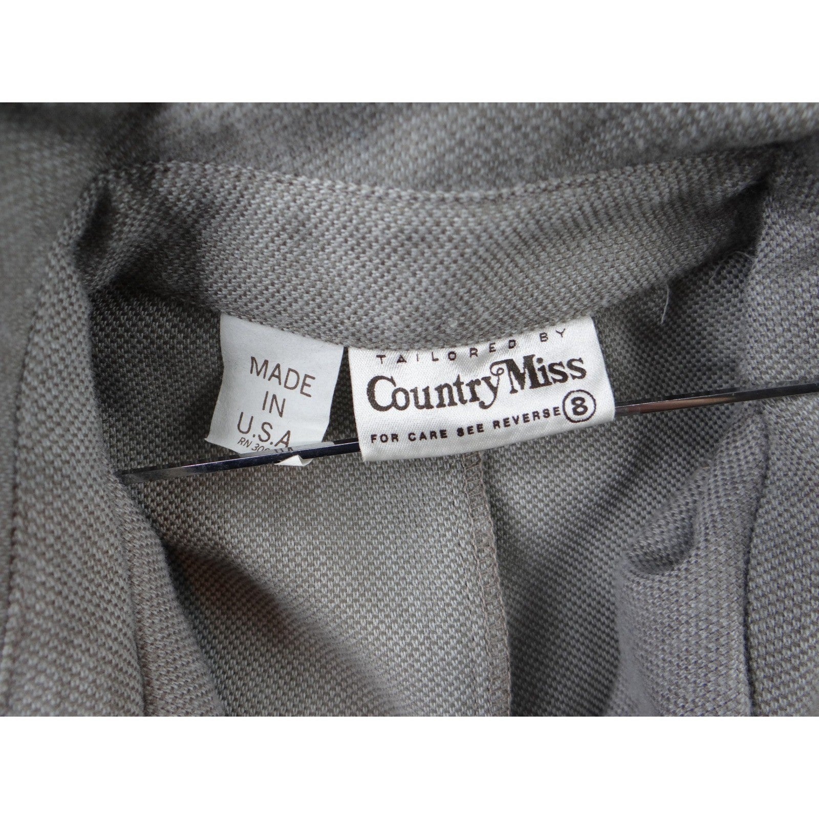Vintage Country Miss Grey Plaid Button Front Belted Dress Women's Size 8 Wool