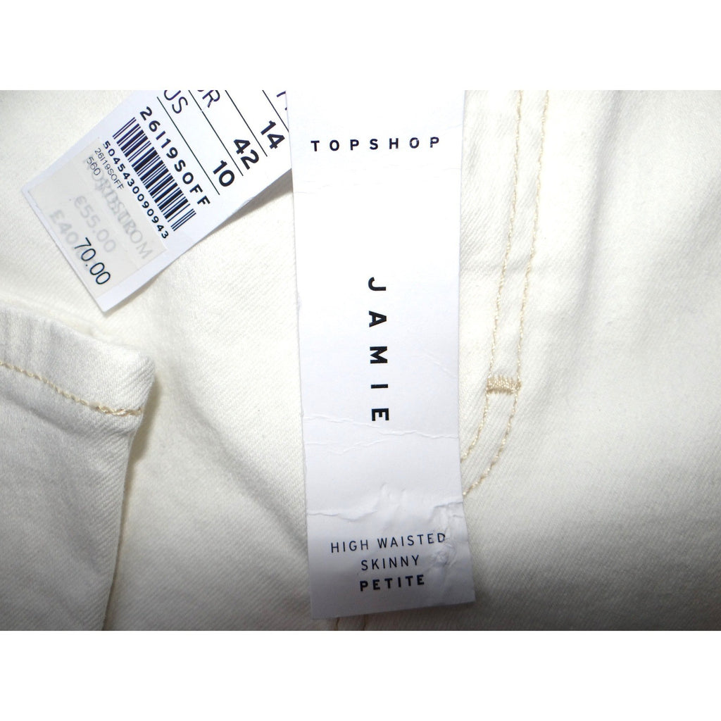 NWT-TOPSHOP Jamie High Waisted Skinny Petite Jeans White Size 10 W32 L28