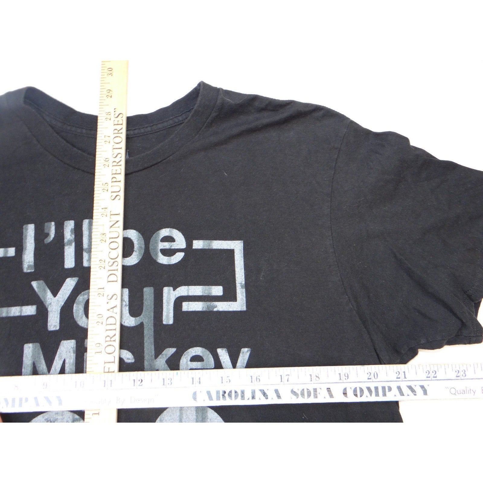 Black Mickey Mouse I'll Be Your Mickey Graphic T Shirt Men's Large Cotton