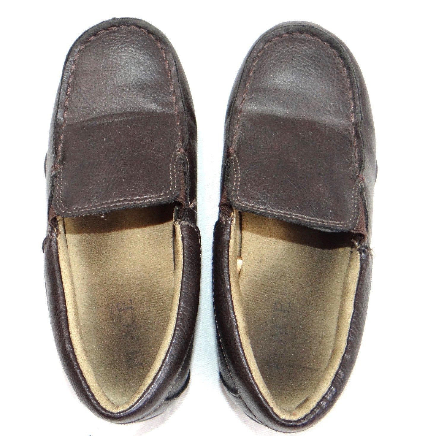 Kids Brown Faux Leather Slip On Loafer Shoes Size 13