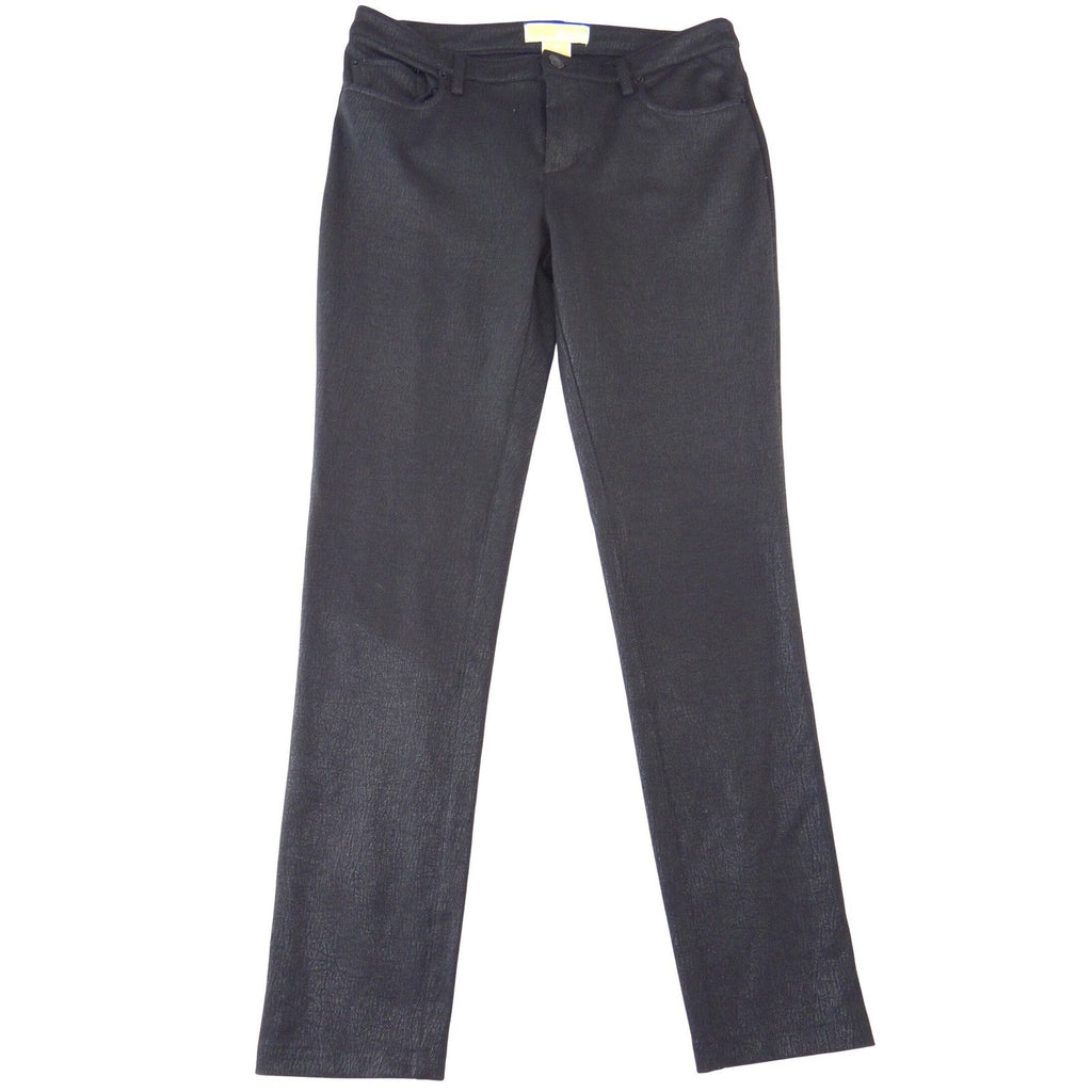 Michael Kors Womens Black Textured Skinny Pants Mid Rise Slim Trousers Size 6