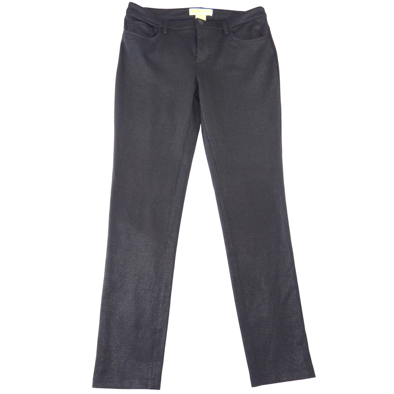 Michael Kors Womens Black Textured Skinny Pants Mid Rise Slim Trousers Size 6