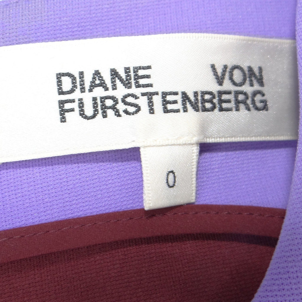 Diane von Furstenberg DVF Colorblock Sheath Midi Dress Burgundy Purple Black 0