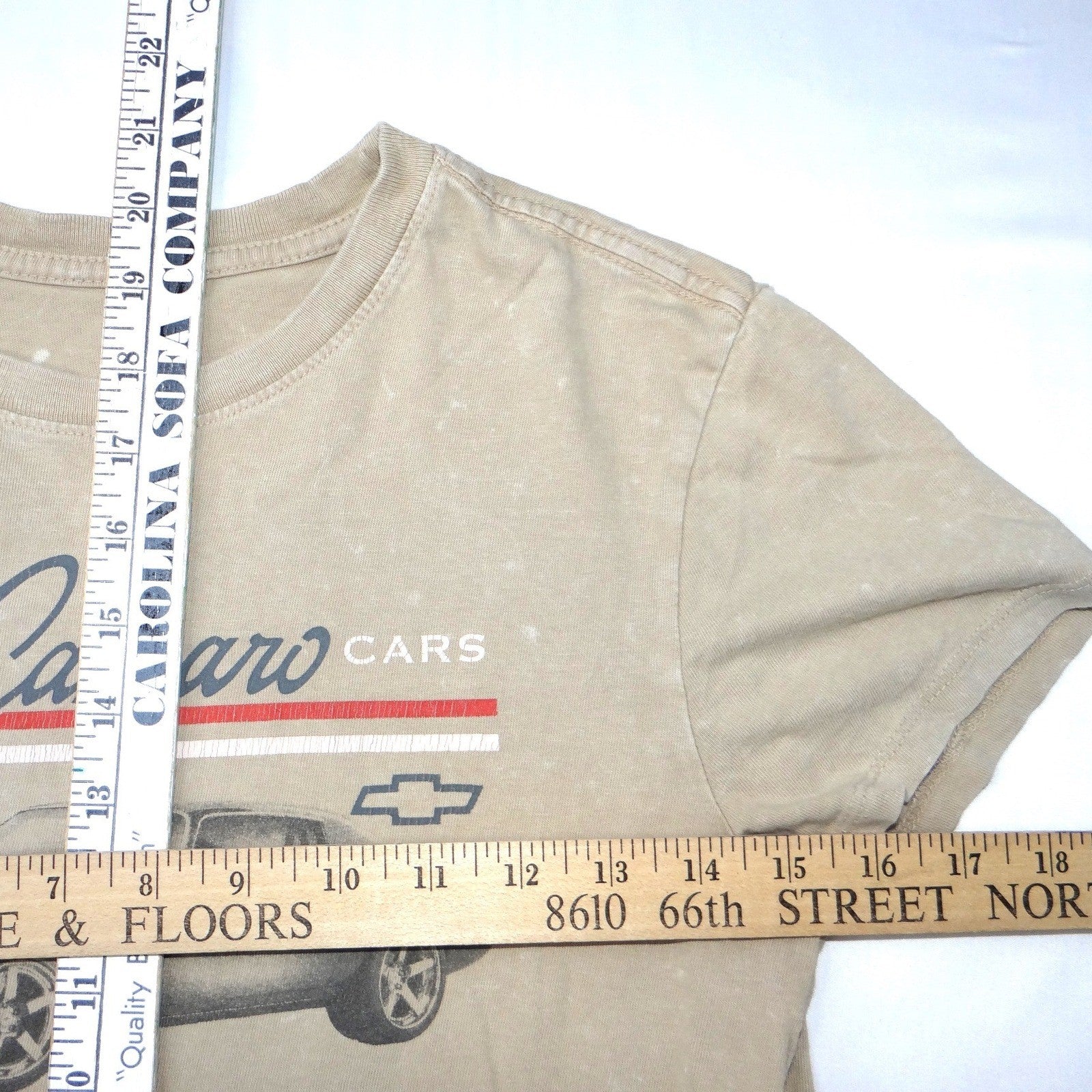 GM Official Licensed Chevrolet Camaro 1970 Sport Cars T Shirt Womens Small Beige