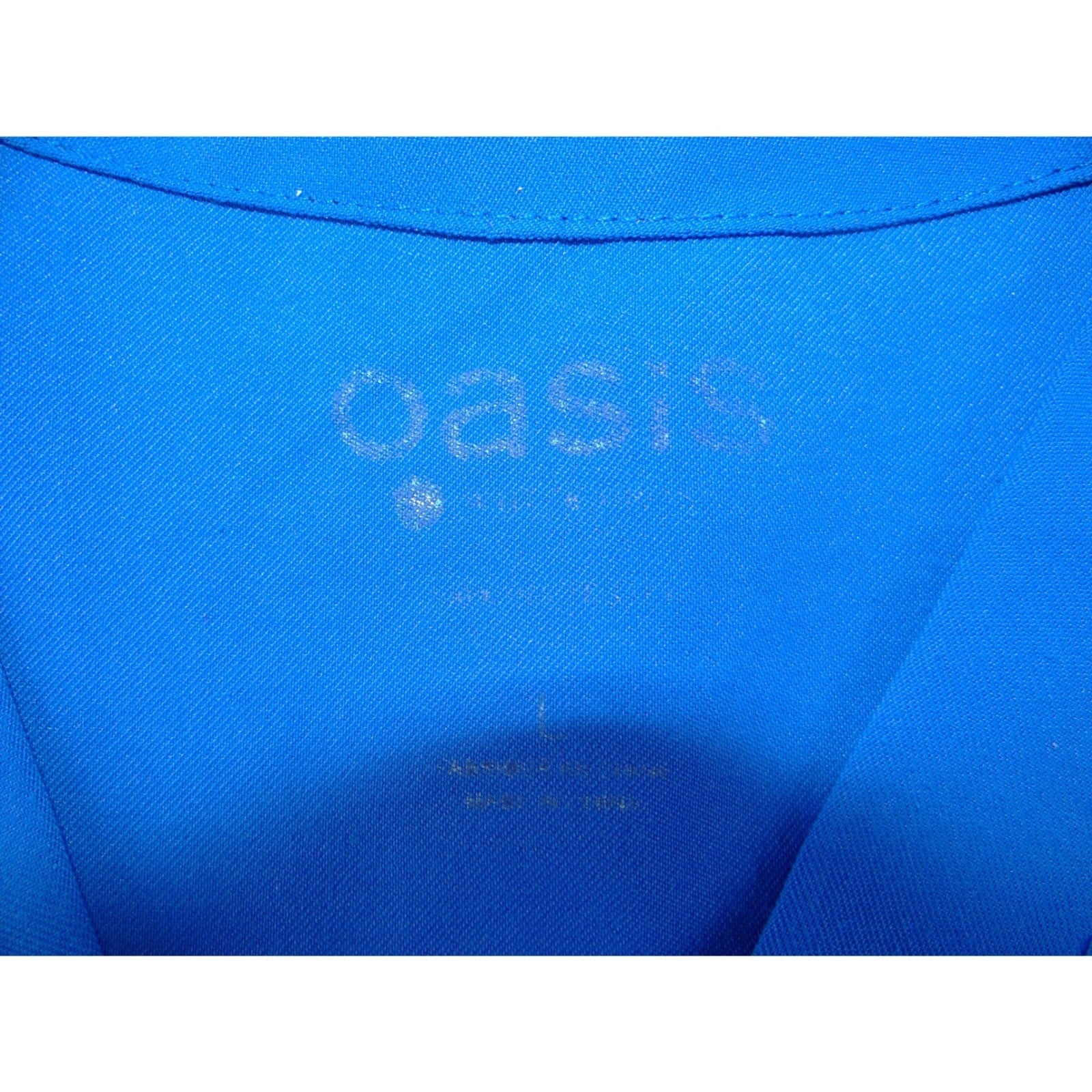 Oasis Womens Royal Blue V-Neck Scrub Top Short Sleeve Pockets Size Large