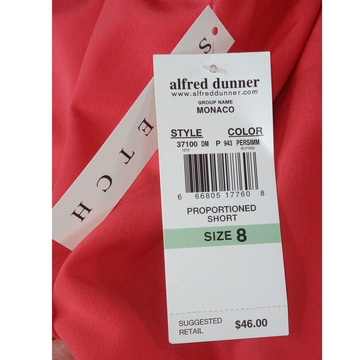 NWT Alfred Dunner Womens Coral Elastic Waist Cropped Pants Sz 8 Polyester Blend