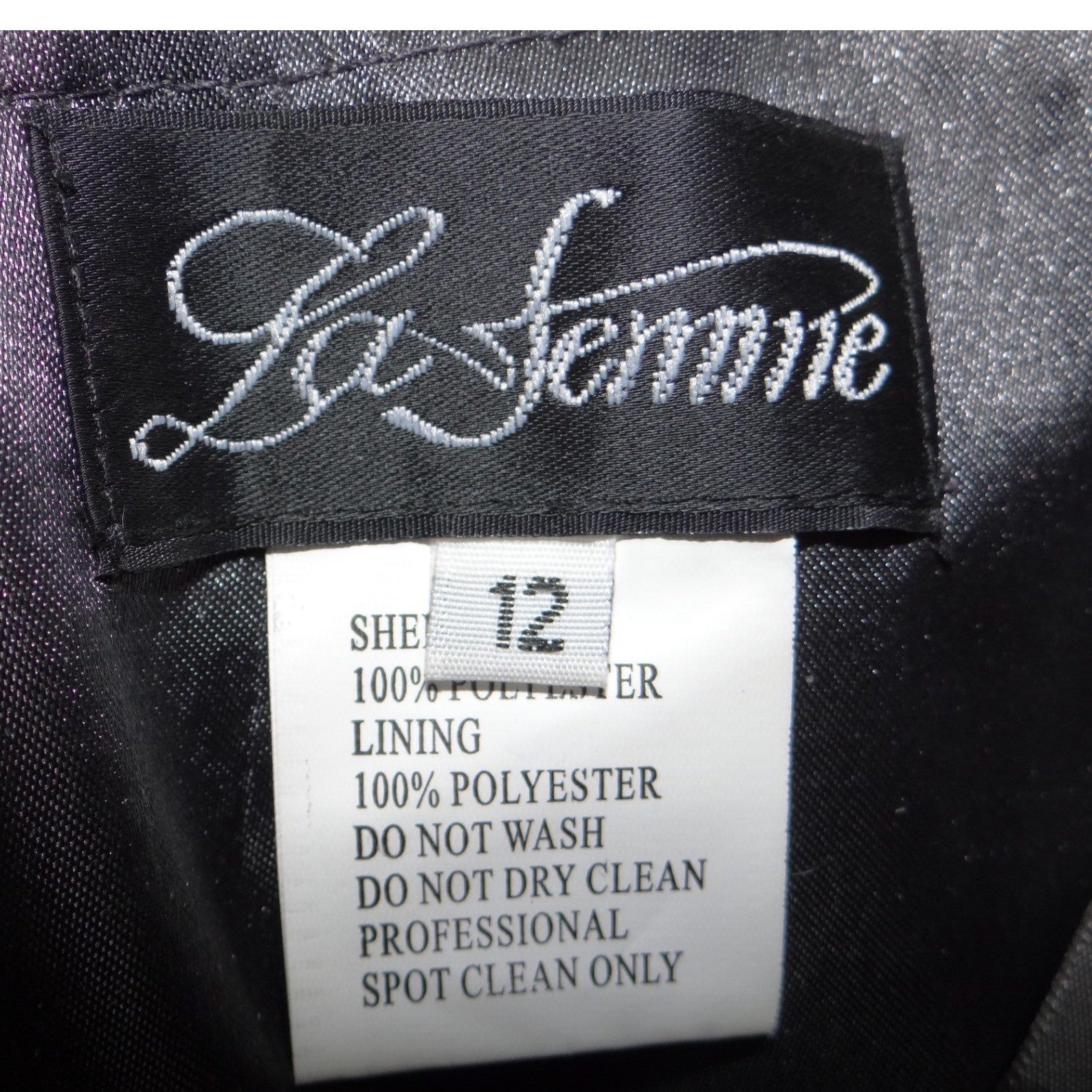 La Femme Charcoal Grey Tulle Beaded Strapless Prom Formal Gown Dress Size 12
