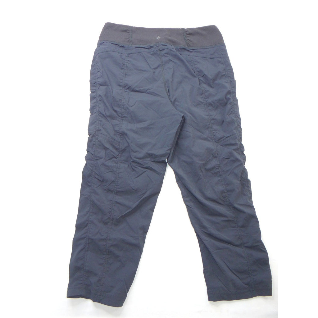 Prana Halle Crop Pants Navy Blue Womens Med Hiking Outdoor Travel Ribbed Waist