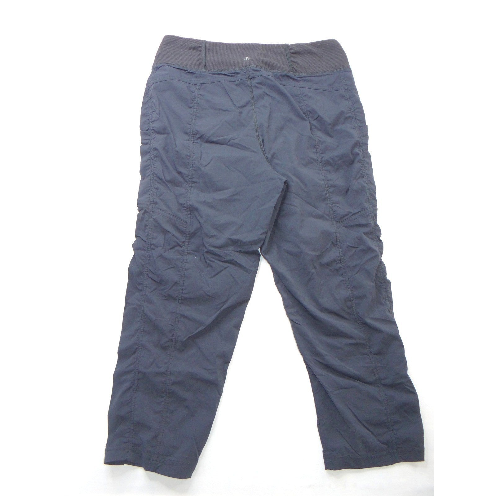 Prana Halle Crop Pants Navy Blue Womens Med Hiking Outdoor Travel Ribbed Waist