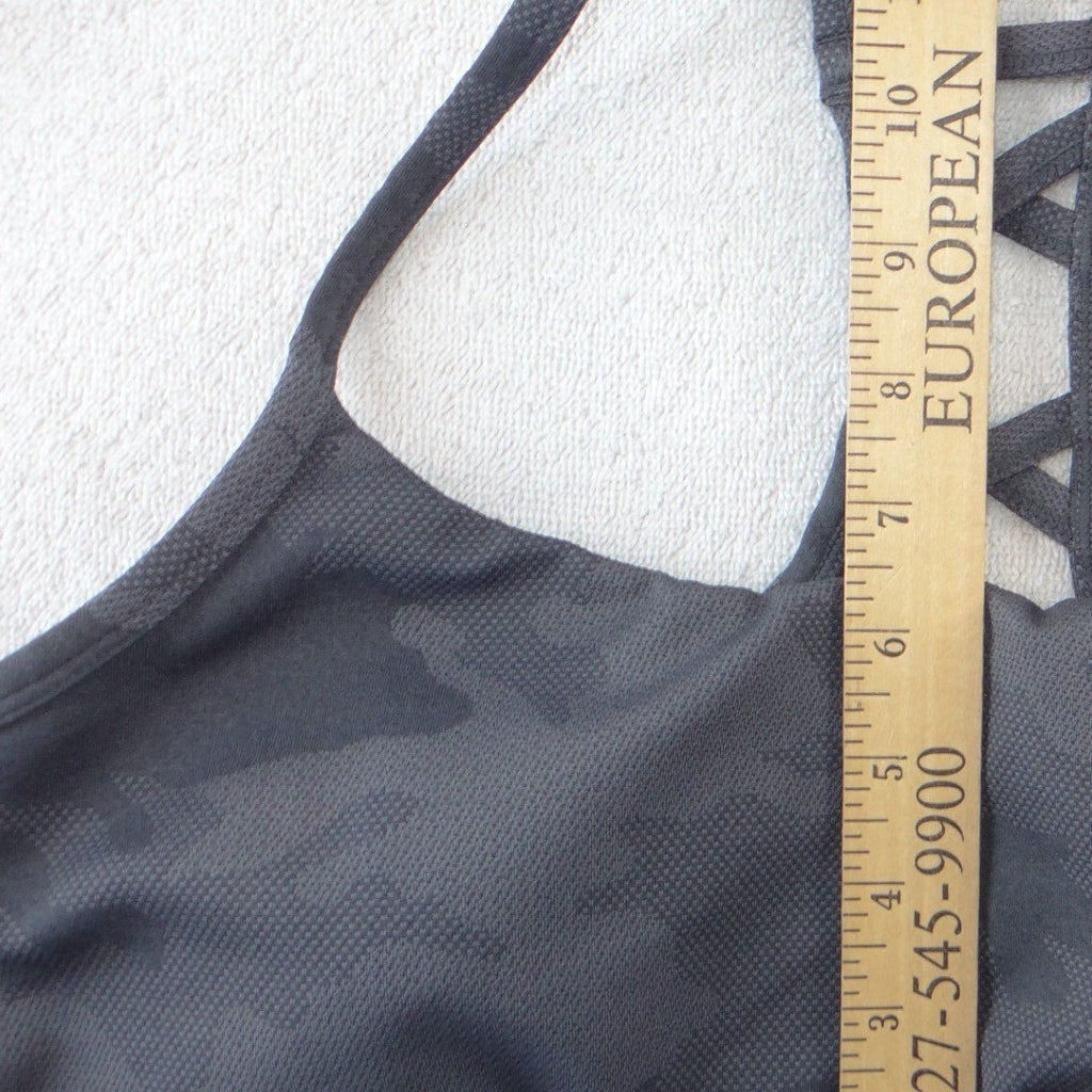 All in Motion Womens Gray Camo Strappy Lattice Back Sports Bra Size L