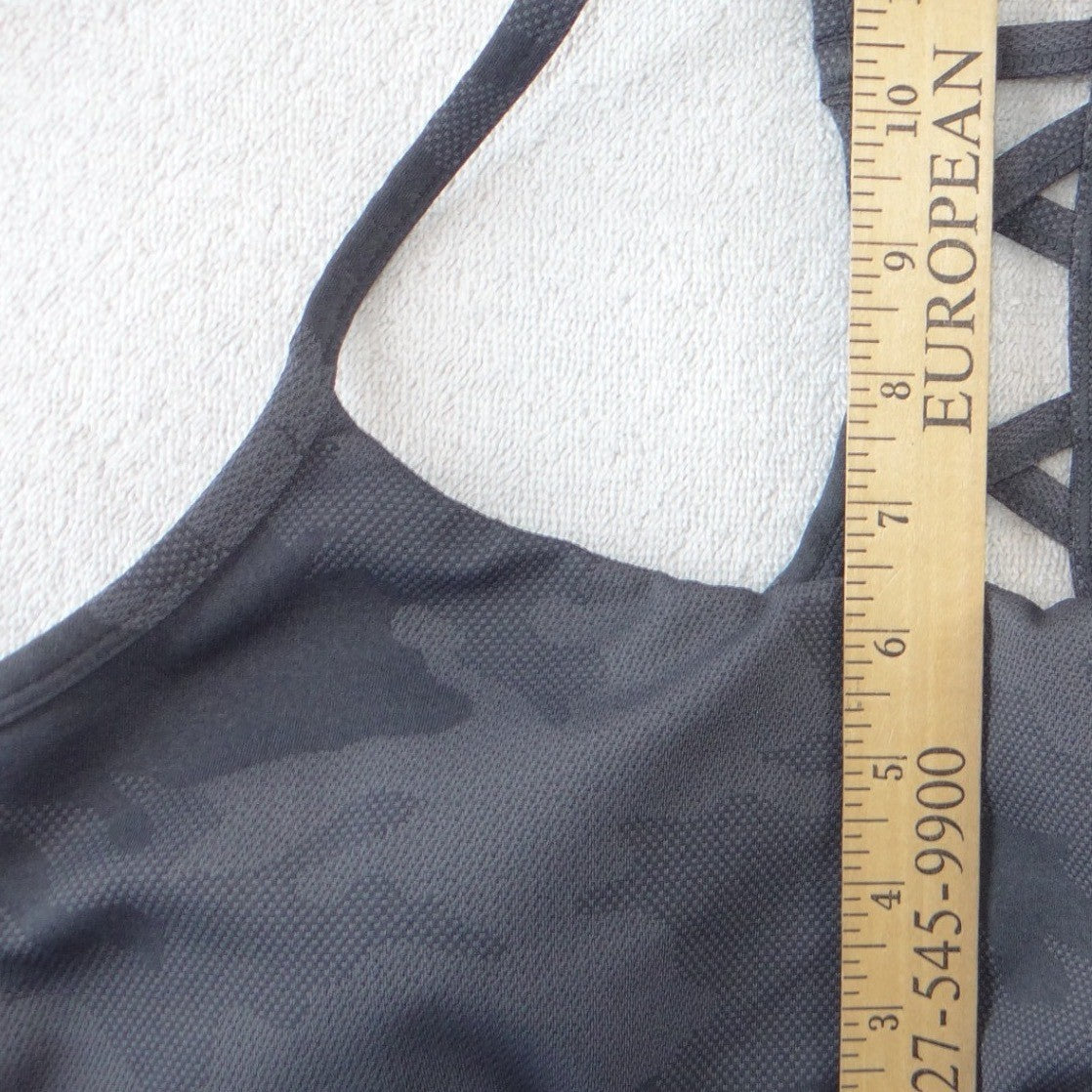 All in Motion Womens Gray Camo Strappy Lattice Back Sports Bra Size L