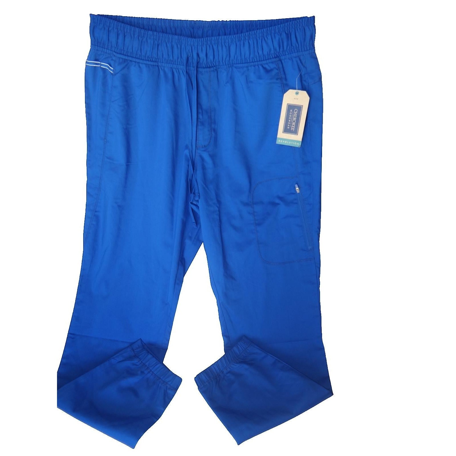 Men's Medical Scrubs Blue Elastic Waist Pants - NWT - Size Large