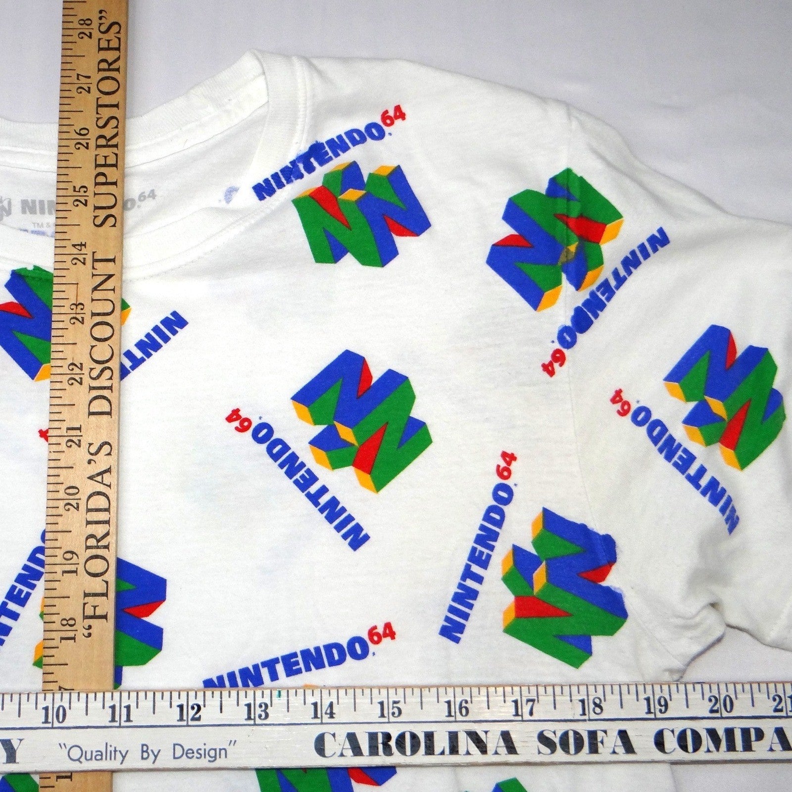 Nintendo 64 N64 All Over Print T Shirt White Men's Size Medium Retro Gamer