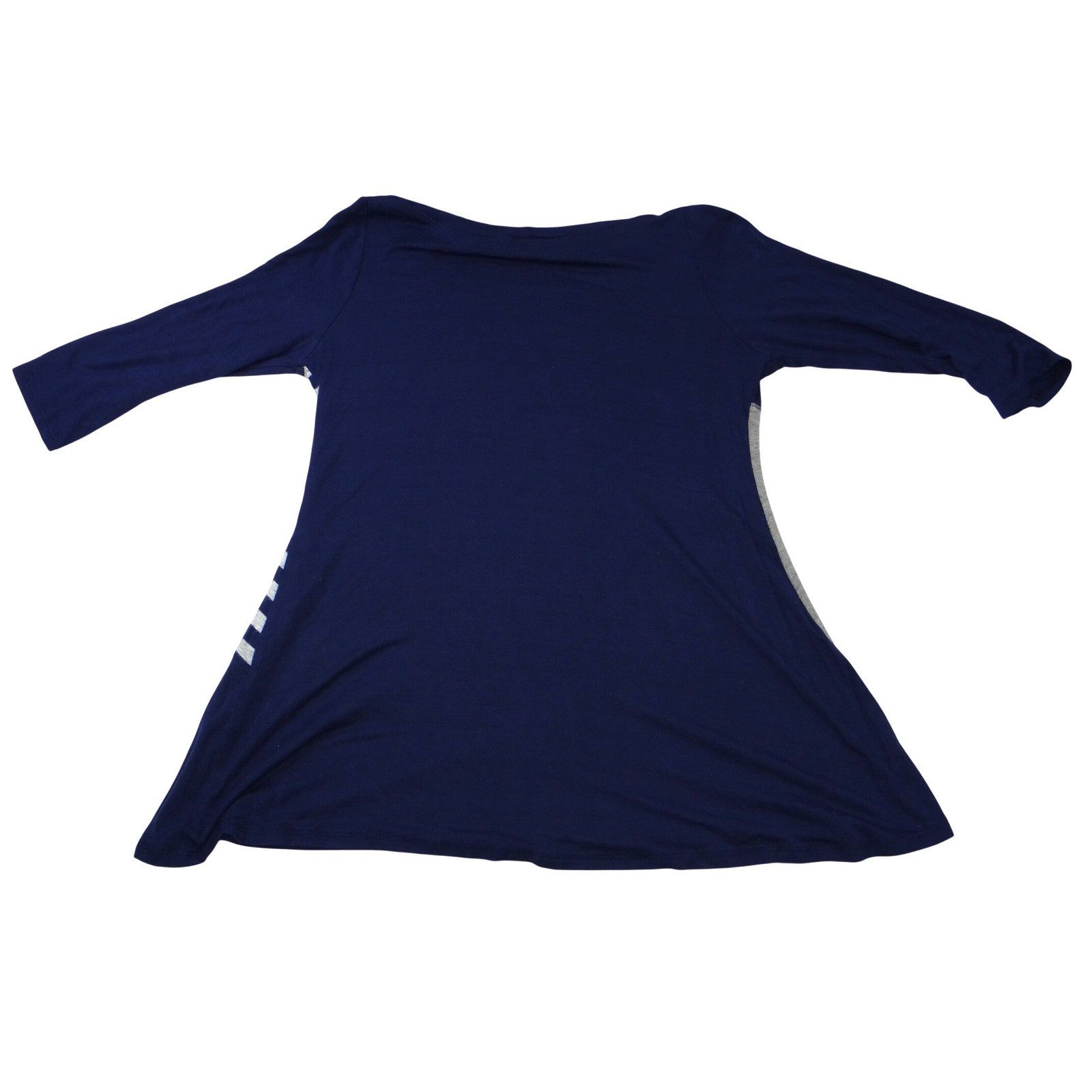 Vintage OSO CASUALS Women's Navy Grey Color Block 3/4 Sleeve Tunic Top Sz Large