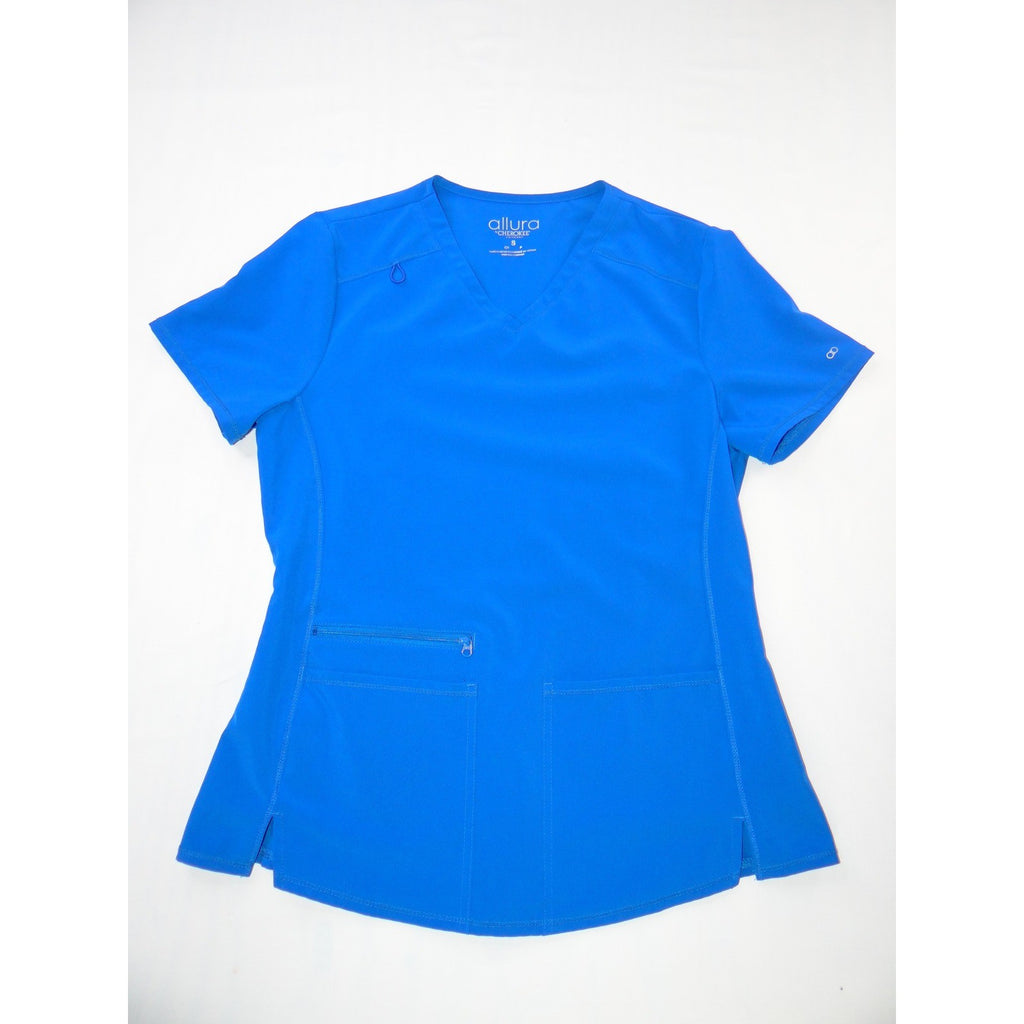 Allura by Cherokee Royal Blue Scrub Set V-Neck Top Small & Zip Jacket Medium