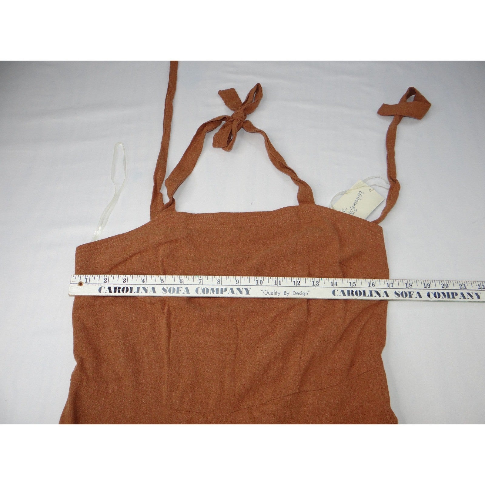 NWT-Universal Thread Women Brown Wide Leg Jumpsuit Smocked Tie Neck Size M