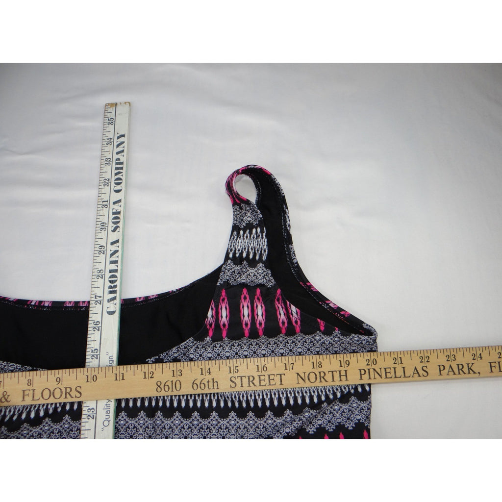 DANIFY Women's Black Swim Dress Skirtini Floral Tummy Control Size 58