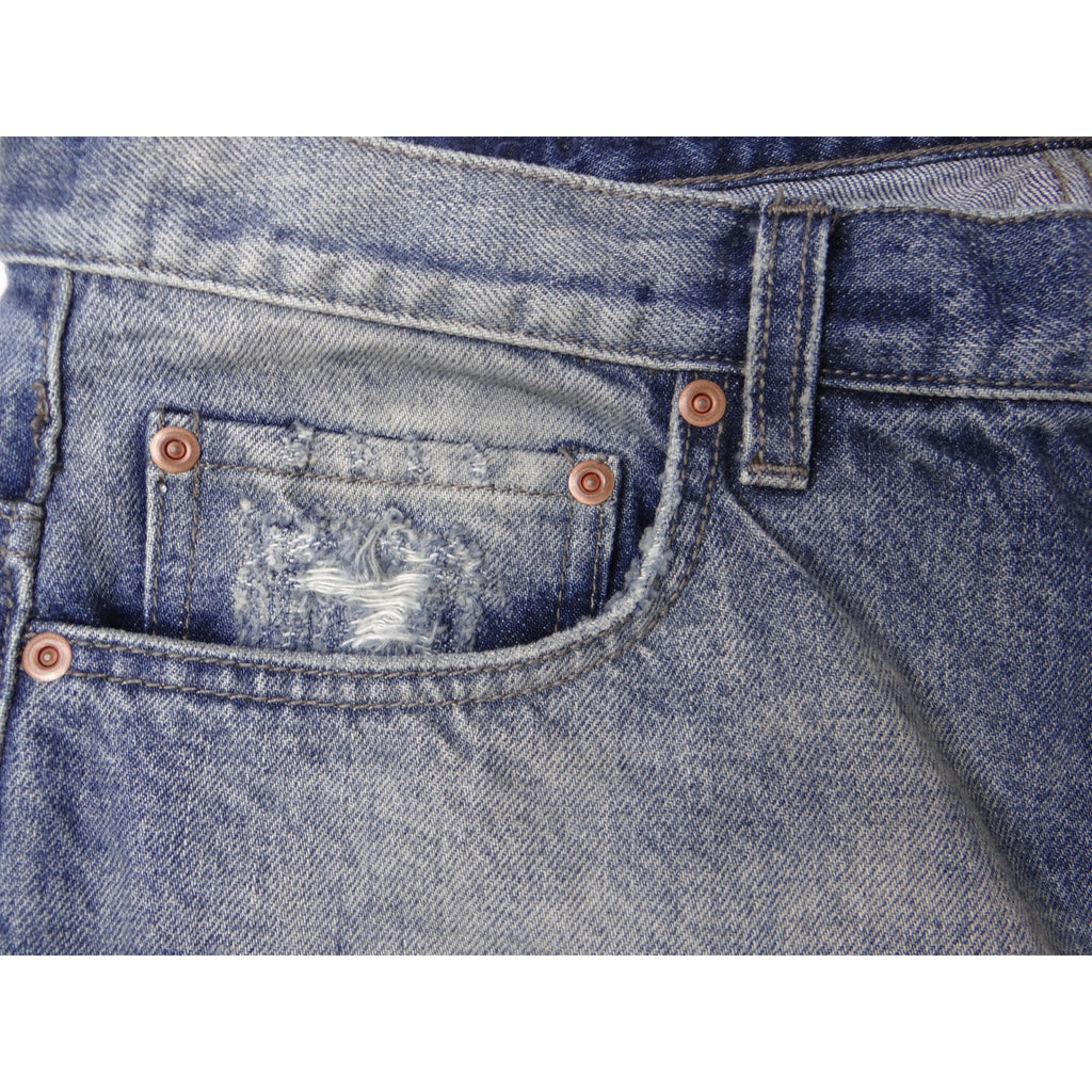 Marc Jacobs Men's Distressed Blue Denim Jeans Button Fly Straight Leg Size 36