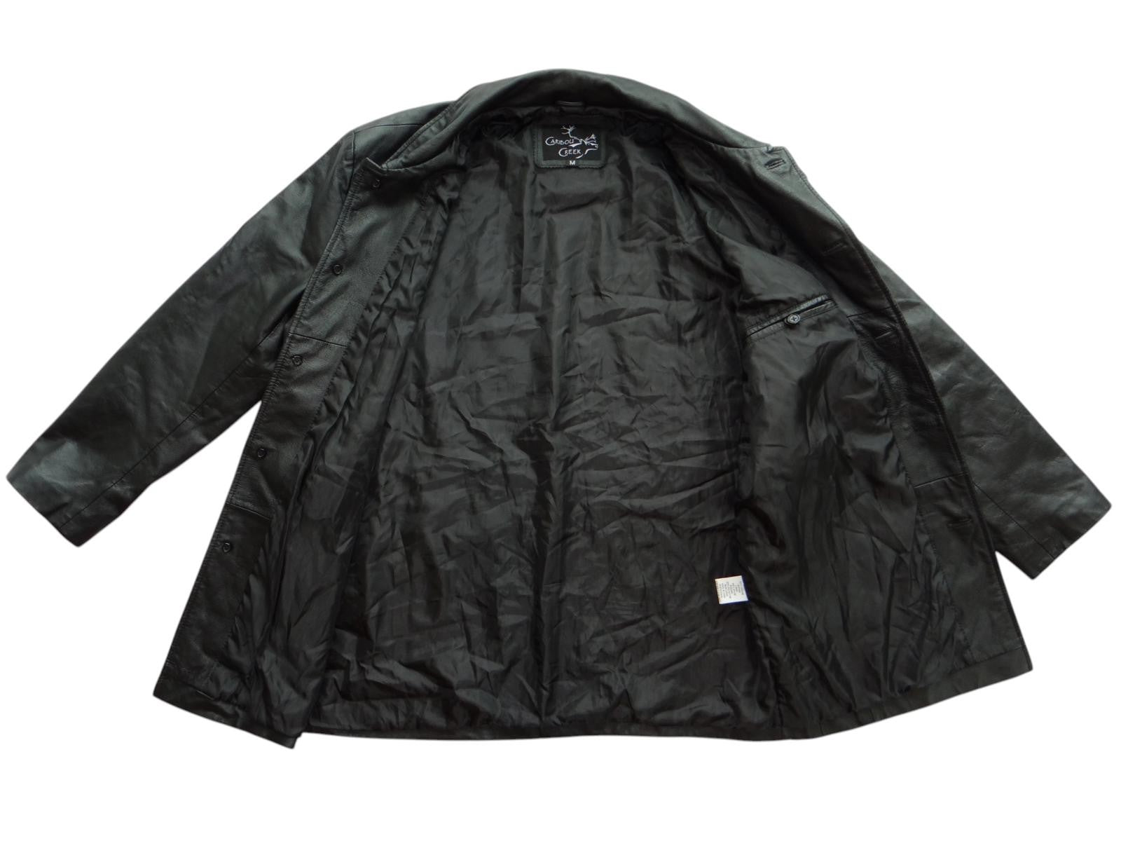 Men's Black Leather Jacket Medium Caribou Creek