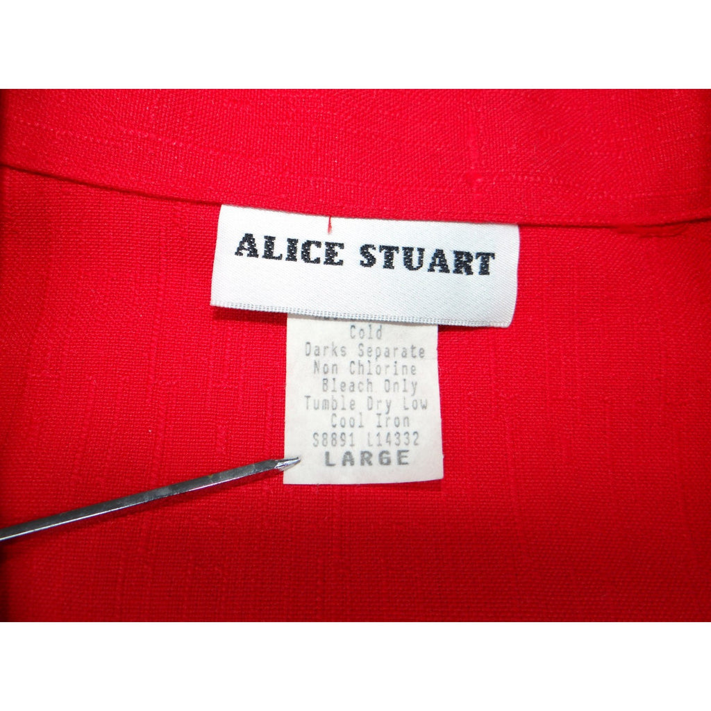 ALICE STUART Red Textured Blazer Jacket Button Front Women's Large