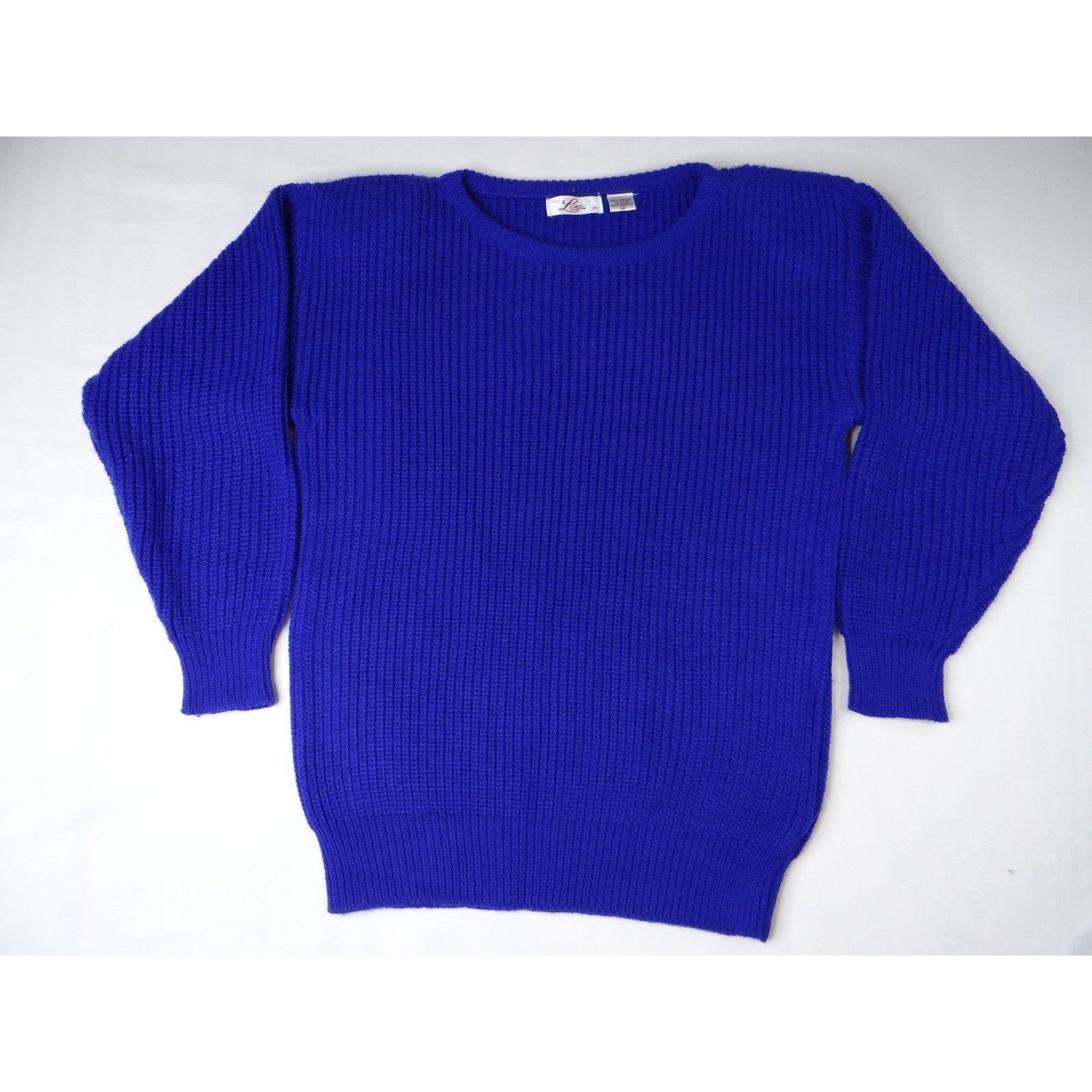 Vintage Little Lisa Ltd Royal Blue Ribbed Knit Sweater Long Sleeve Women's Med