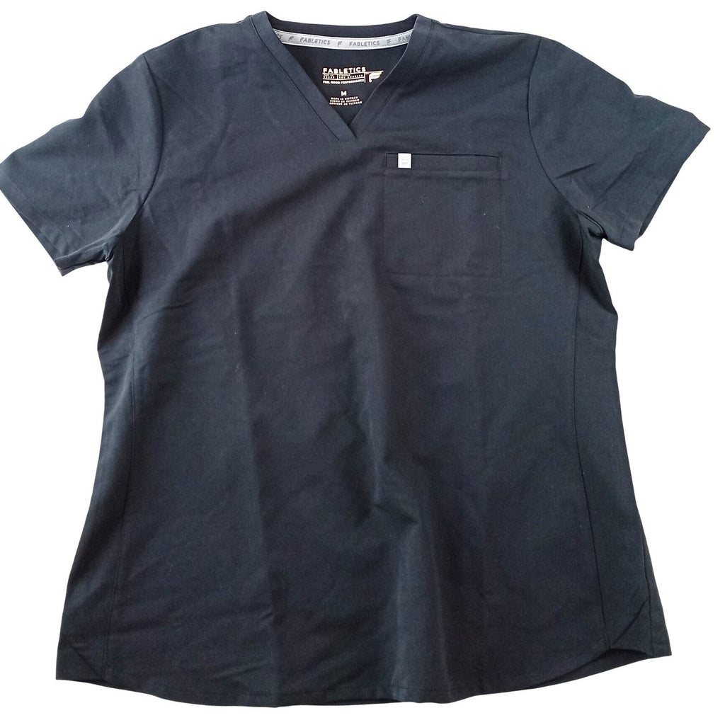 Fabletics Womens Black V-Neck Performance Scrub Top Uniform Size M