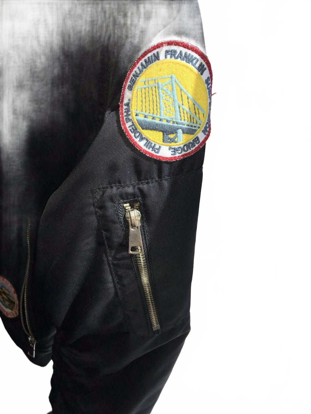TOPSHOP Stylish Black Bomber Jacket with Patches