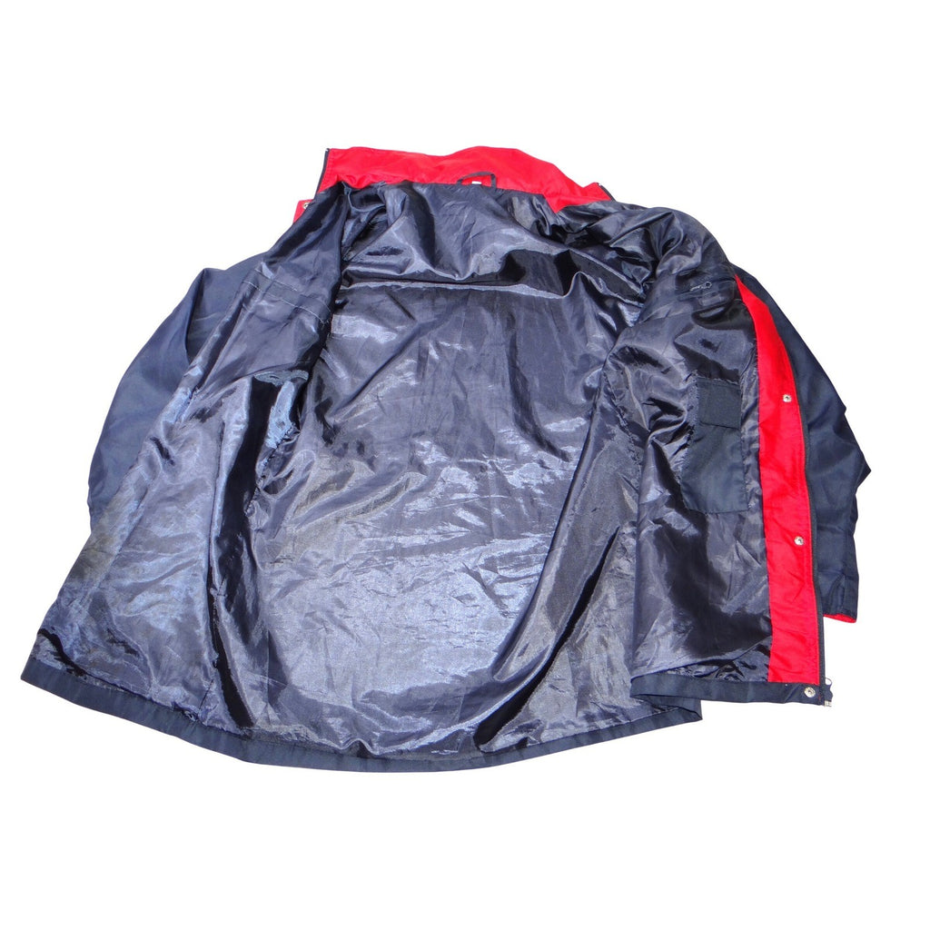 Womens Navy Blue Hooded Lightweight Rain Jacket Red Accents Size M