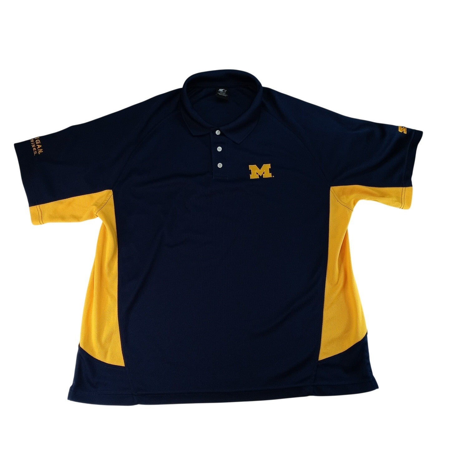 Starter Michigan Wolverines Navy Blue Yellow Polo Shirt Mens XL Embroidered