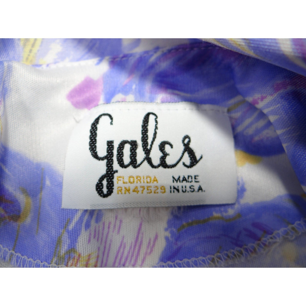 Vintage Gales Womens Floral Print Short Sleeve Collared Button Up Shirt Top
