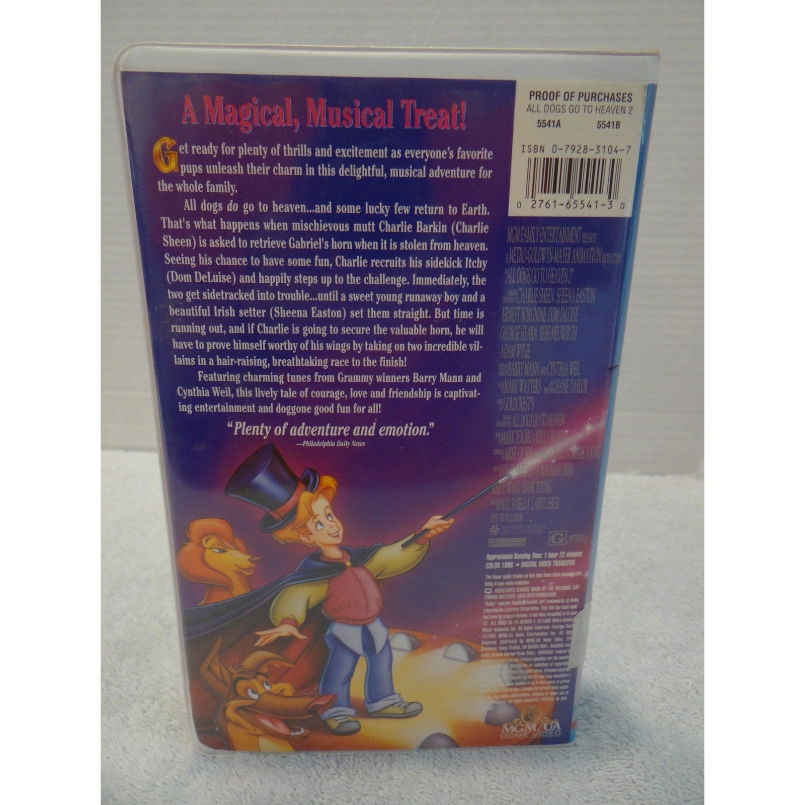 All Dogs Go To Heaven 2 VHS 1996 MGM/UA Animated Musical Charlie Sheen Clamshell
