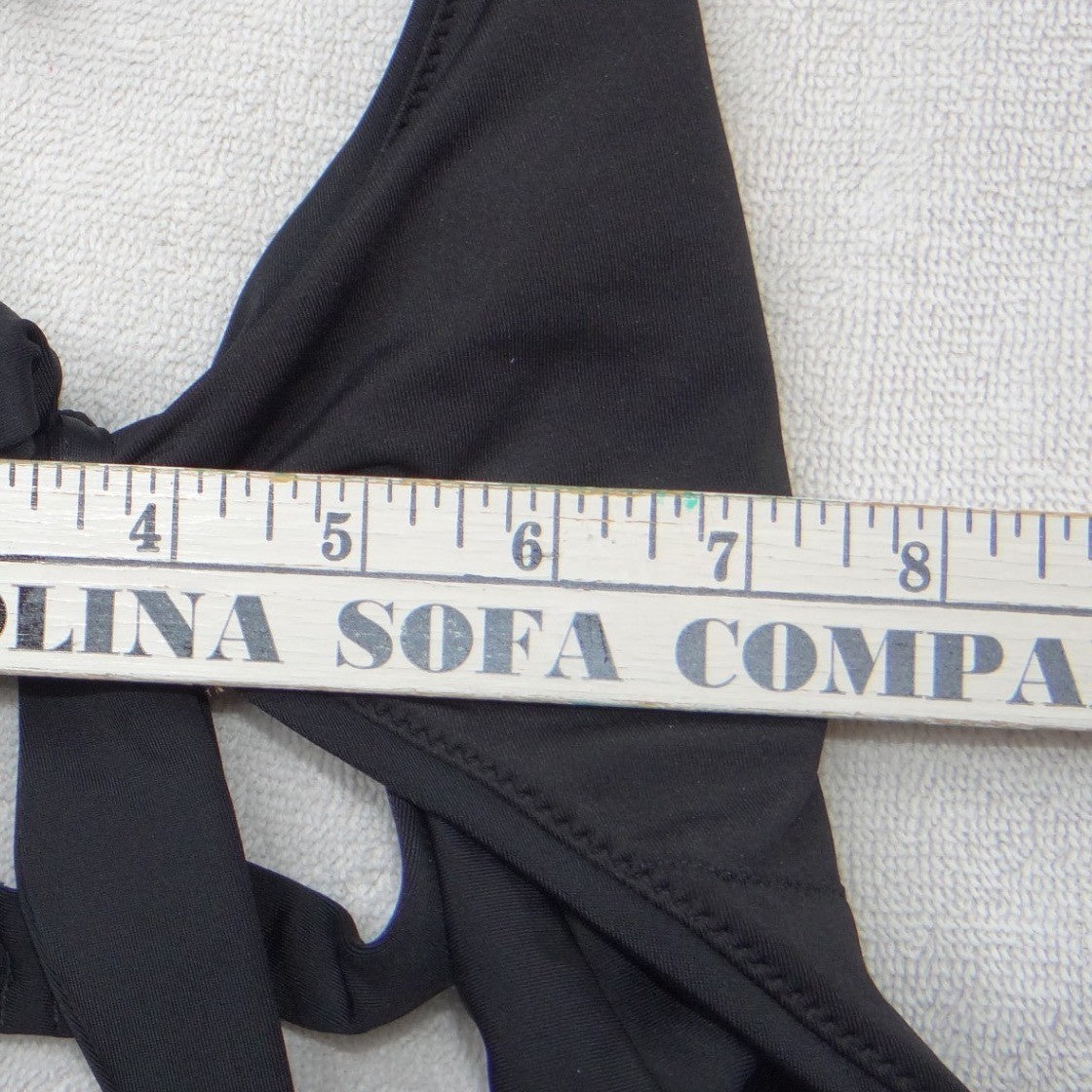 Aerie Womens Black Cutout Front Tie Halter One Piece Swimsuit XS RN54485