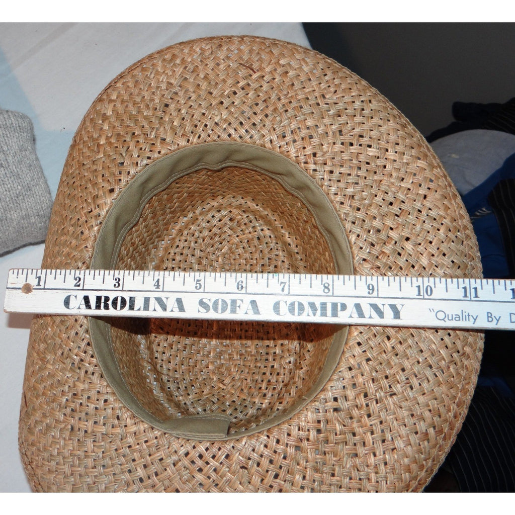 Womens Straw Cowboy Hat Woven Patterned Band Made in USA Small